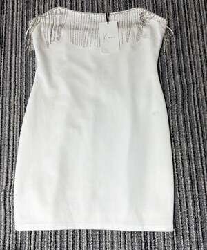 Klesis Marry Me Fringe Lined Mini Dress NWT Size Large